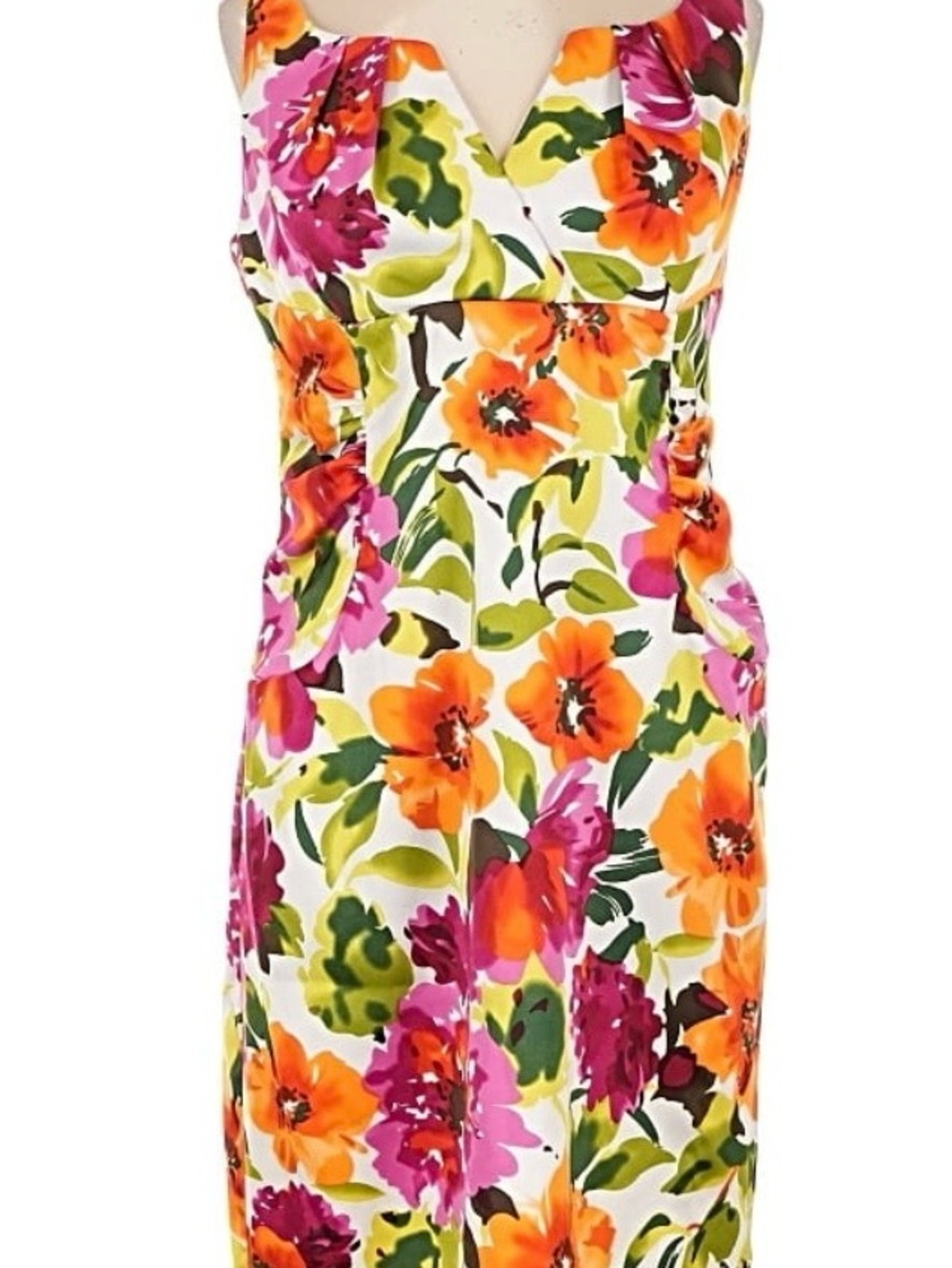 Ronni Nicole Cream Dress with Yellow and Pink Accents size 12